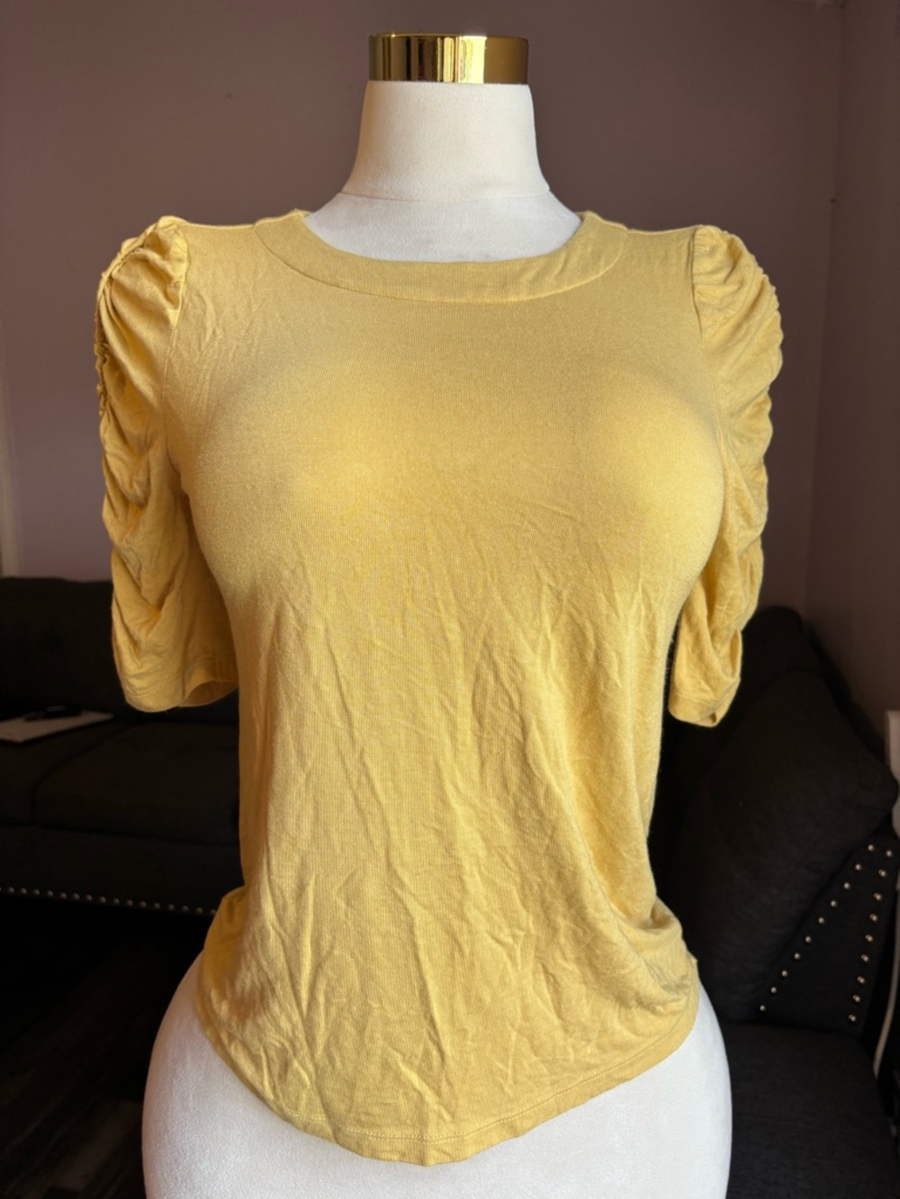 Banana Republic Yellow Puff Sleeve Tee